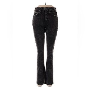 GRLFRND The Karolina Black High-Rise Studded Skinny/Straight Jeans